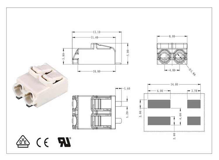 Клеммная колодка UL VDE CE PCB SMD светодиодная прямая подача соединитель провода SMT для электронного кабеля 0 2-. 75