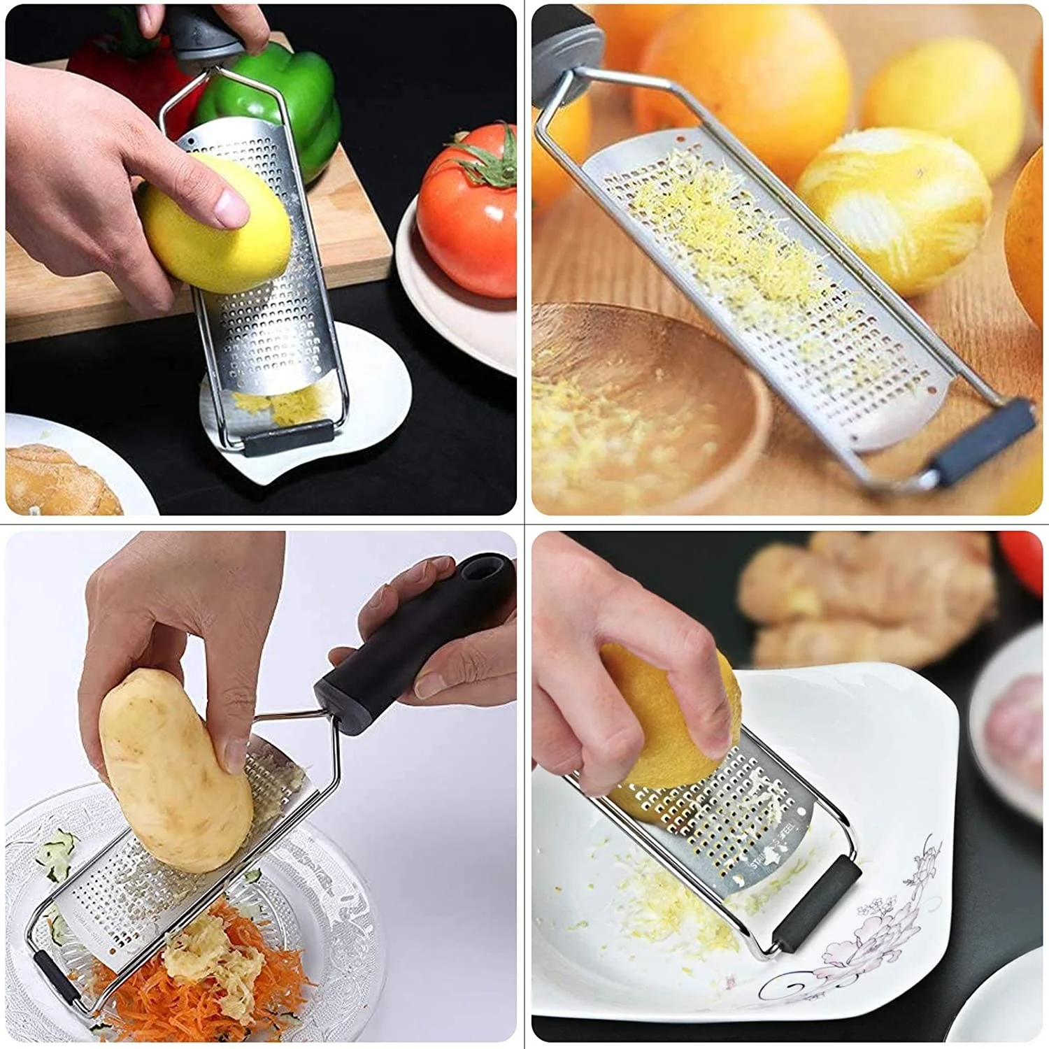 New Kitchen High Quality Stainless Steel Blade Ergonomic Soft Handle Lemon Zester Ginger Potato Grater Slicer