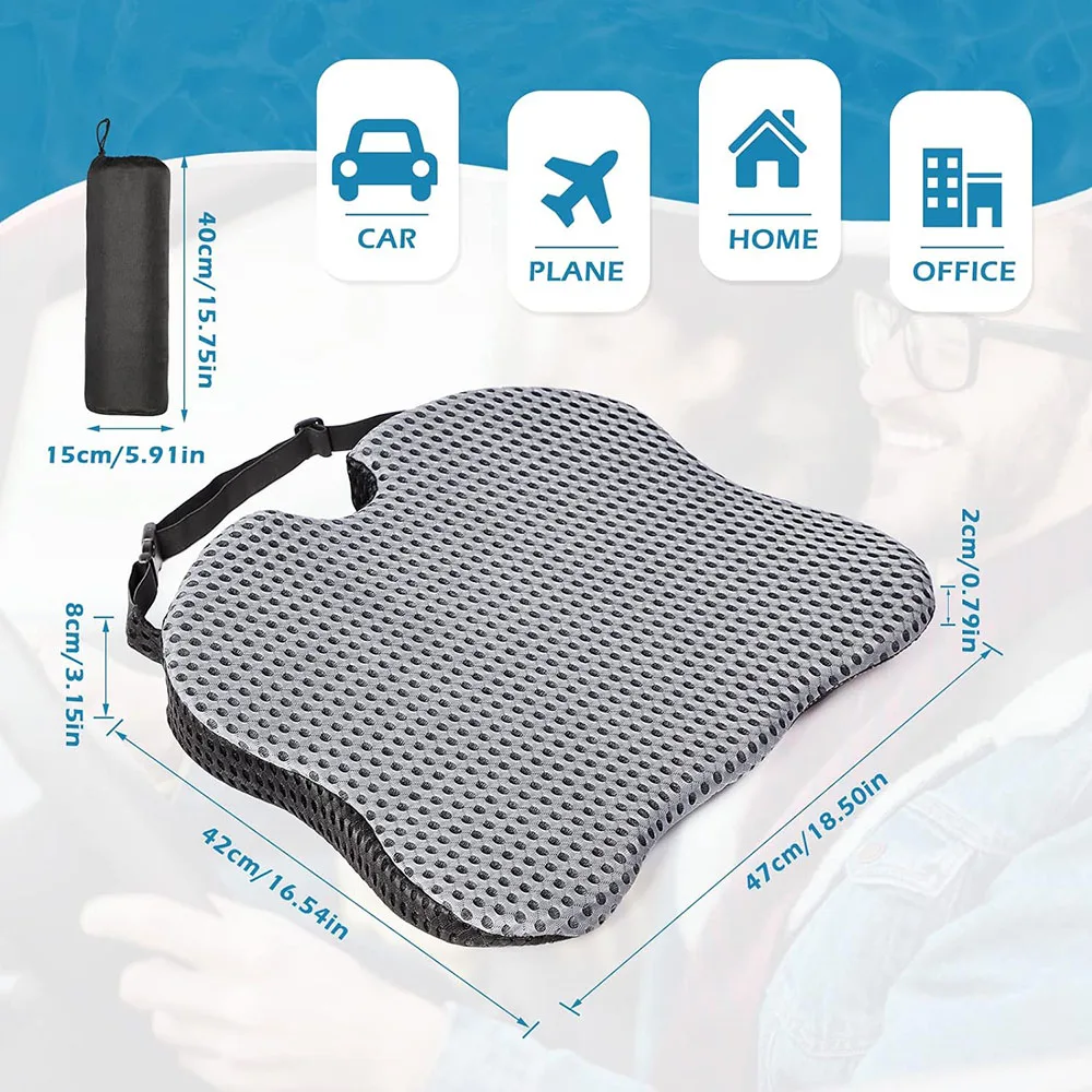 A490 Driving Car Wedge Seat Cushion Memory Foam Tailbone Pressure Relief Booster Chair Ultra Comfortable Custom Car Seat Cushion