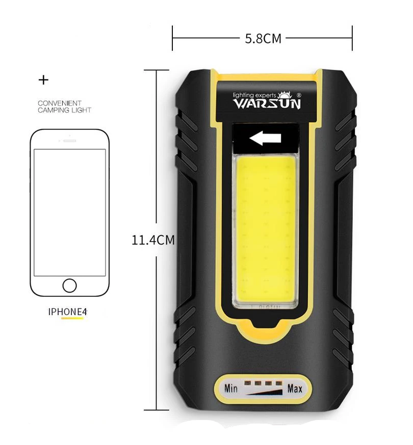  Warsun Y37 Высокое качество портативный водонепроницаемый Usb Перезаряжаемый Магнитный основание складной Cob рабочий