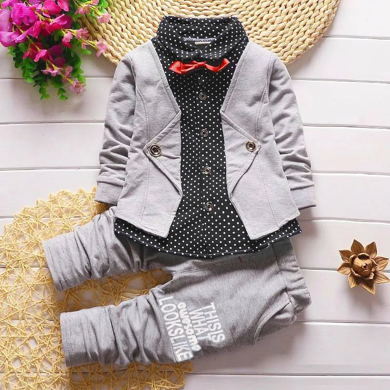 Baby Clothes Boys Kids Clothing 2PCS Wholesale Toddler Clothes Outfit Spring Autumn Designer British Gentleman Boys Shirt Sport