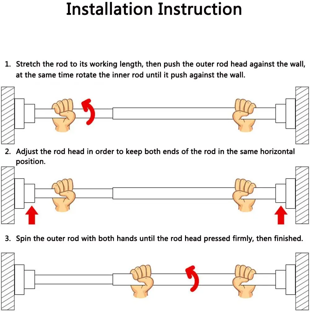 stainless steel innerspring adjustable shower curtain rod