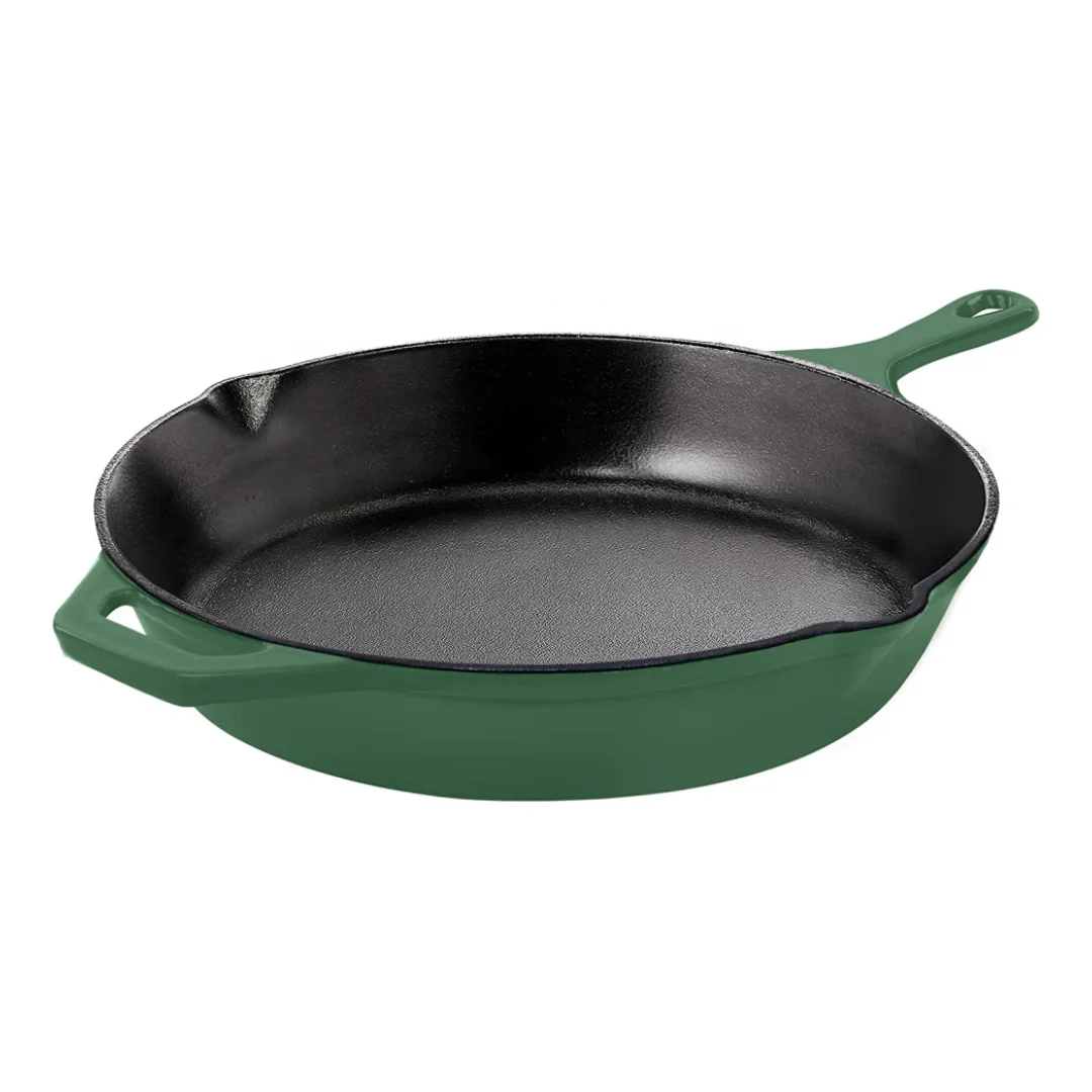 Wholesale kitchen non stick round enameled cast iron skillet frying pan 8/10/12 inch