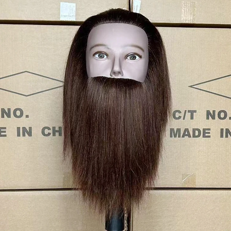Wholesale HOT Selling Salon Mix Animal Hair Male Training Realistic Mannequins Heads With Beard With clamps