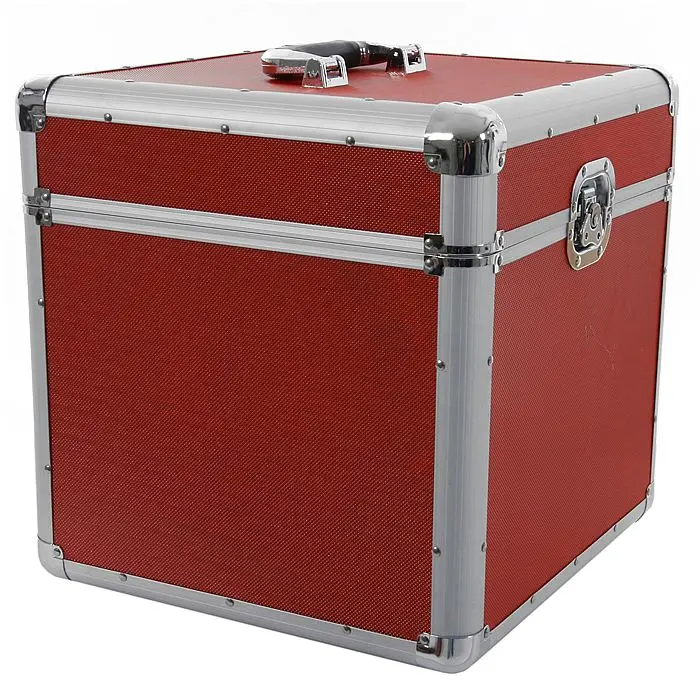 High quality vinyl record case classic red aluminum cd storage case durable aluminum case