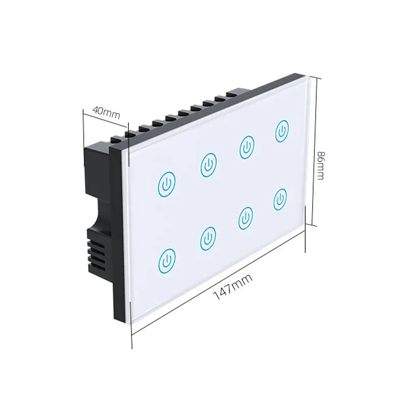 tuya wifi wireless smart 8 gang glass panel touch wall light switch work with alexa and google home