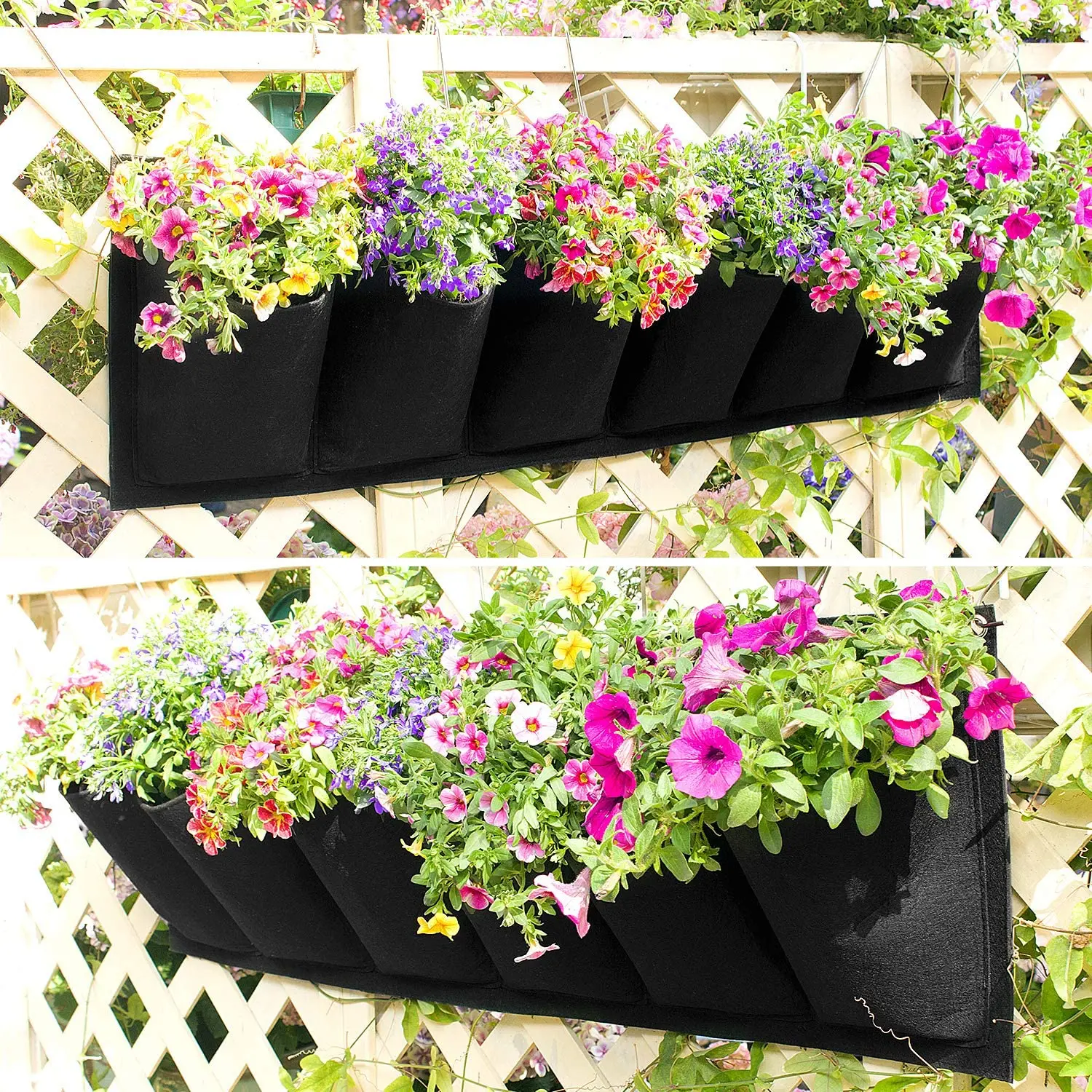 Outdoor Garden 6 Pockets Fabric Cloth Vertical Garden Non Woven Nursery Felt Planter Grows Bag Wall Hanging Plant Grow Bags