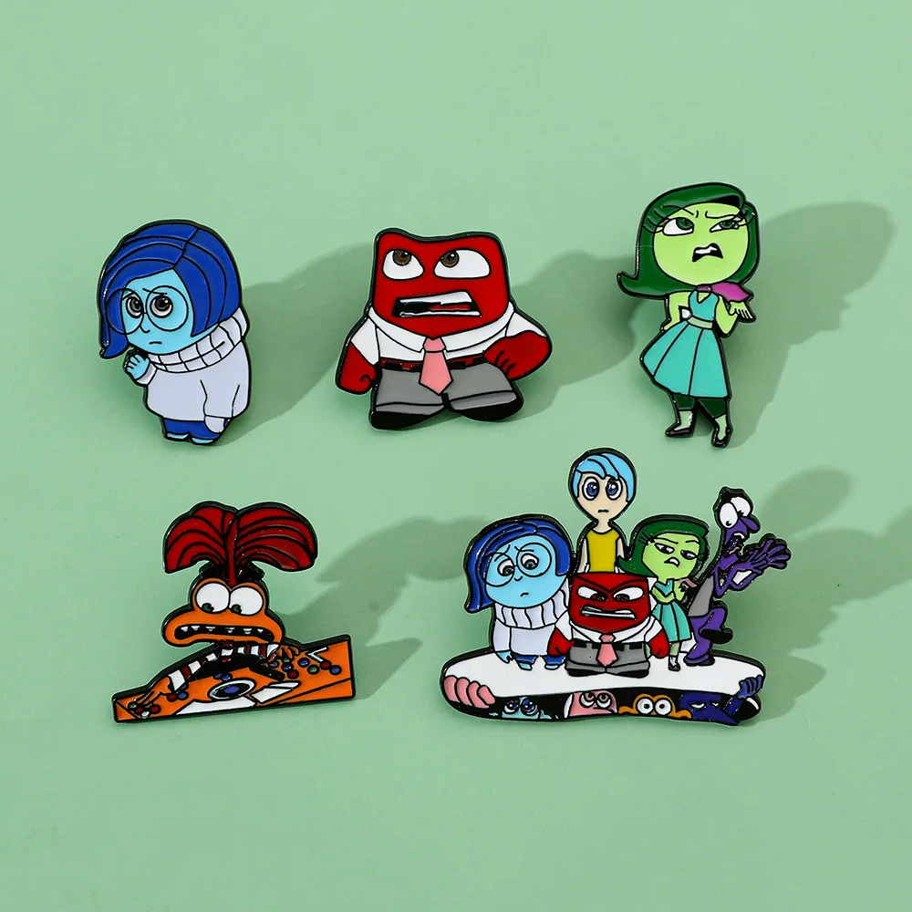 Cartoon creative blue hair green hair little girl secret dervice film television peripheral enamel pin