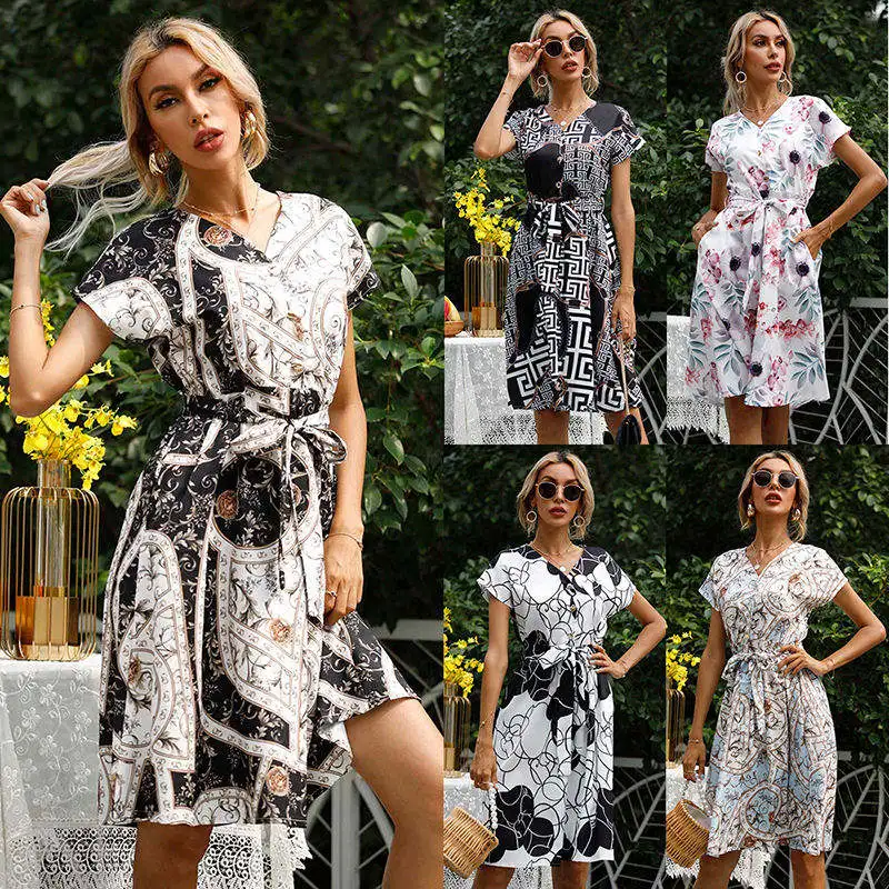 Wholesale summer bales clothing women casual dress sexy women apparel clothing ladies dresses 2022 dress bales bulk