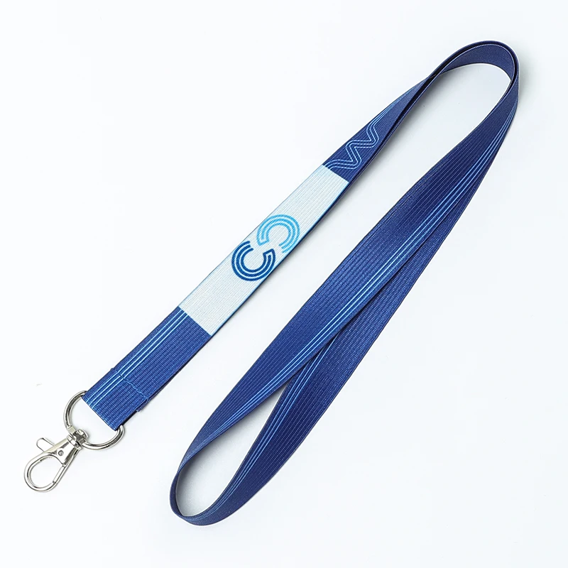 Wholesale Cheap Elastic fiber and Polyester Keychain Lanyard with Logo Custom