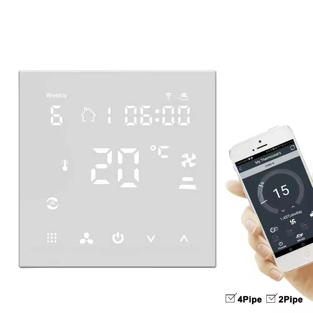 HY607AC HVAC Thermostat Wifi Digital Touch LED Screen Temperature Regulator Fan Coil Unit Smart Wall Smart Home Modern NTC,10K