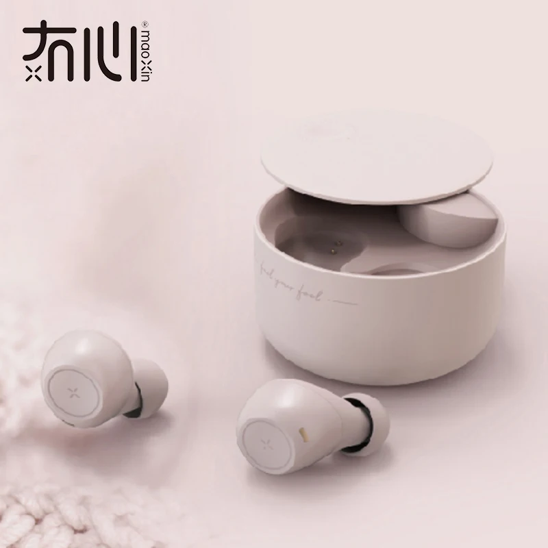 Maoxin new arrival high quality earphones BT wireless headset tws V5.0 ear pods with rotatable round package
