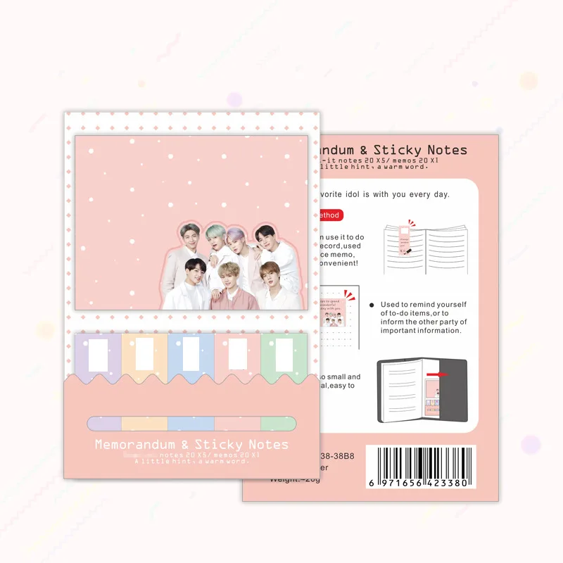 Оптовая продажа товаров KPOP Idol Bangtan Boys JK V JIMIN Memo Pad Sticky