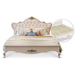 Modern Home Furniture Hotel Bedroom Sets King Size Solid Wood Leather Bed