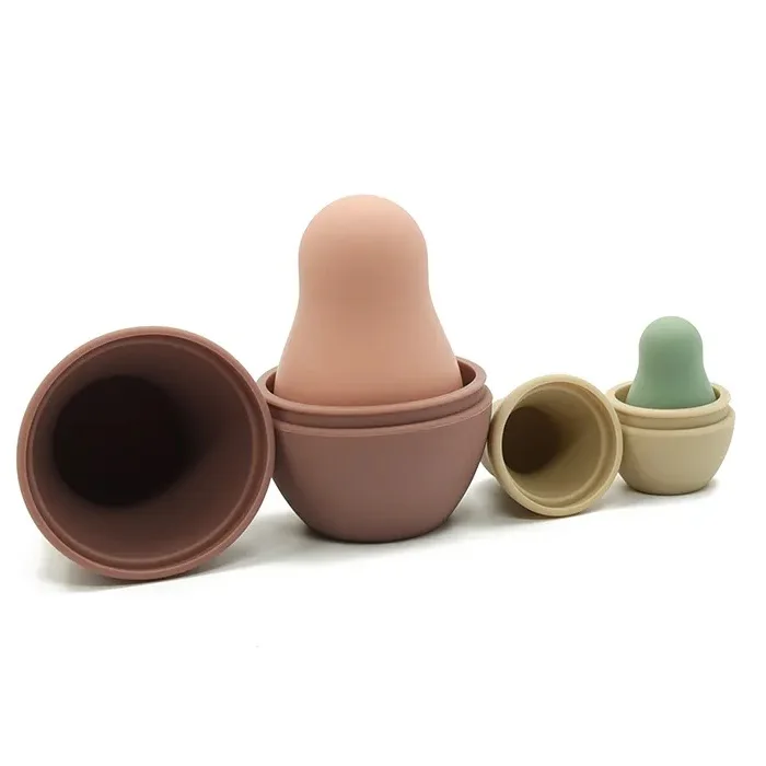 100% Food Grade Matryoshka Nesting Stacking Russian Silicone Doll Russian Toy Cute Style
