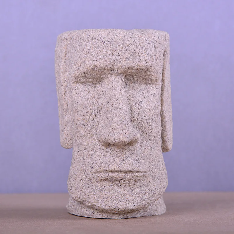 Sculpture Easter Island pen holder sandstone ornaments creative home decoration pendulum
