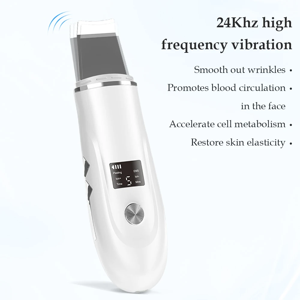 2024 new professional portable facial spatula ultrasonic skin scrubber shein tiktok hot selling face skin scrubber