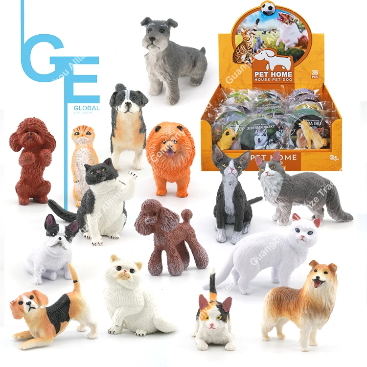 Furnish Solid PVC Simulation Statue Model Animal Figures Dog Cat Figures Animal Figurines Toys
