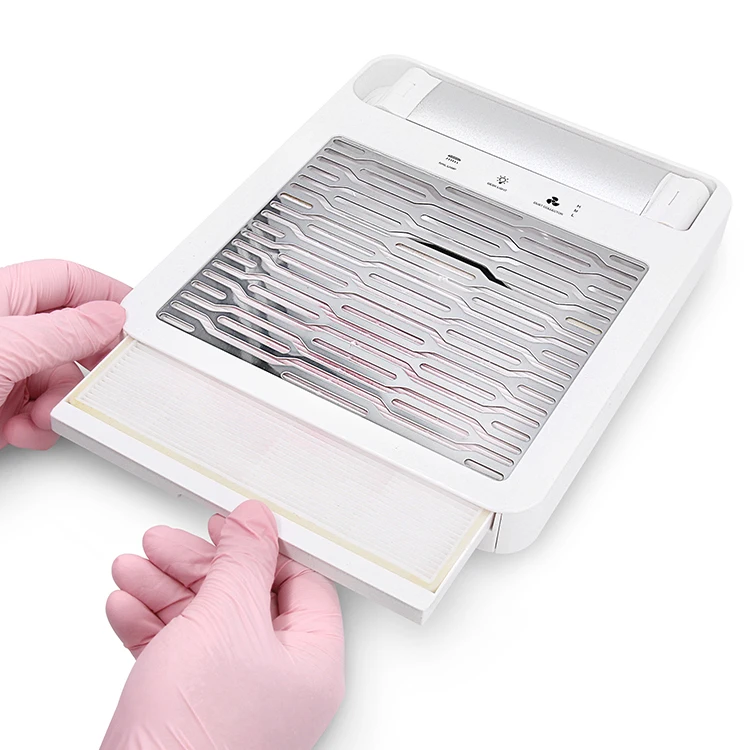 Powerful Electric Nail Dust Collector Vacuum Suction Fan Manicure Machine for Manicure Table(with Nail Dryer & Desk Light)