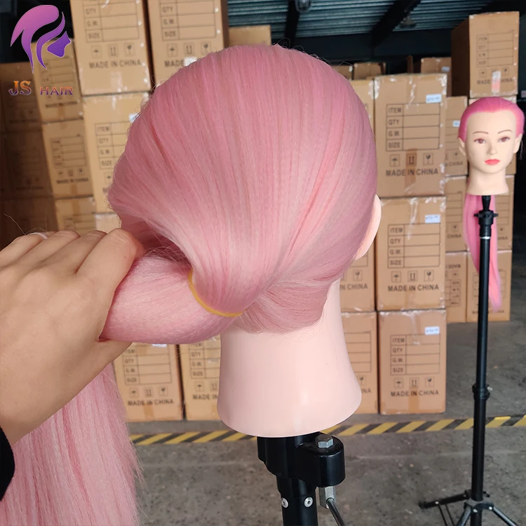 High Quality pink Blonde Brown Long Hair Training Mannequin Doll Head for Hairstyling Dutch French Braid Fishtail Practice