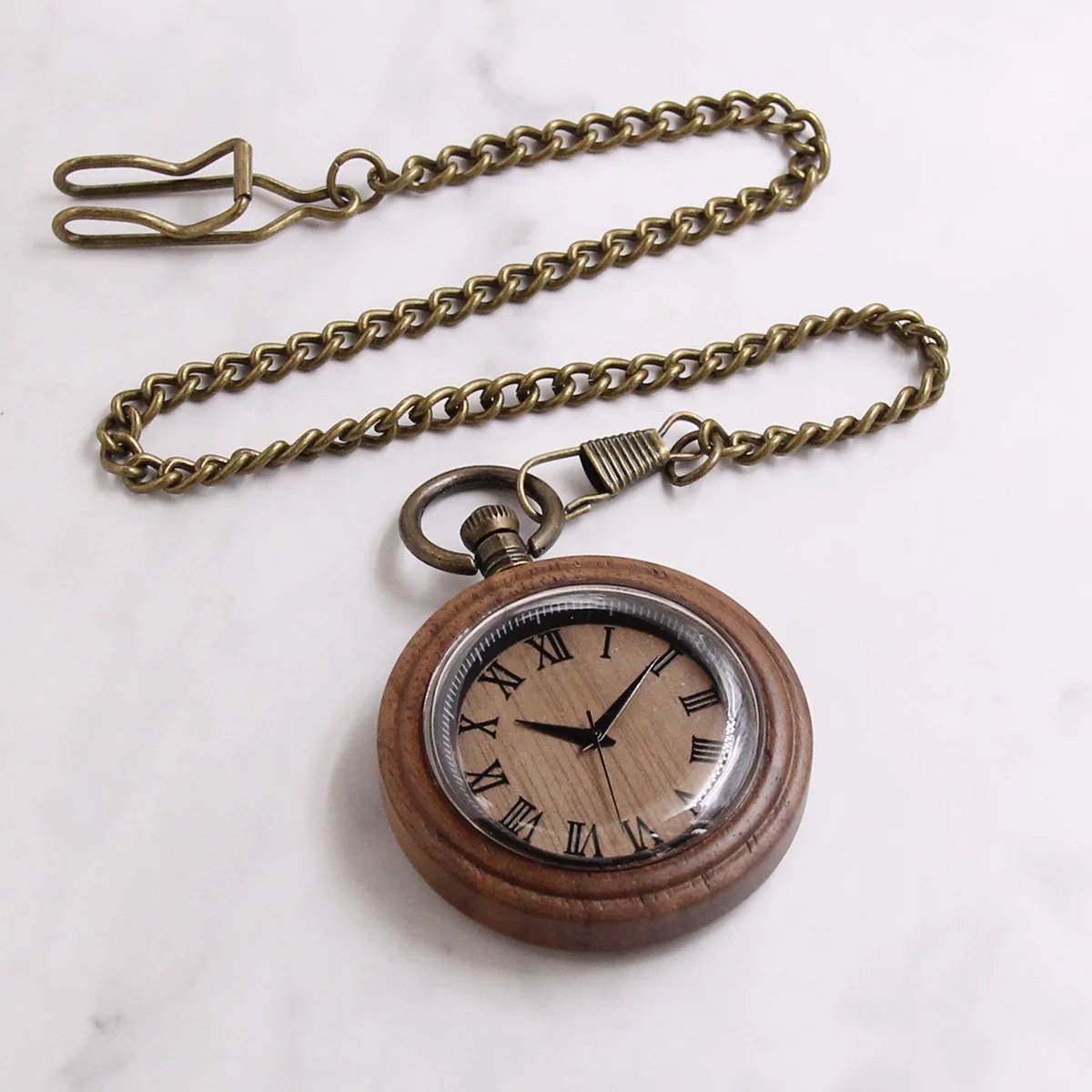 Винтажные деревянные карманные часы с цепочкой, деревянные поделки, подарок на 5-ю годовщину