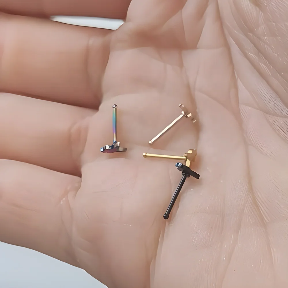 Stainless Steel Sexy Nostril Piercings Straight Bar Mixed Colors Animal Shape Nose Stud Piercing Jewelry