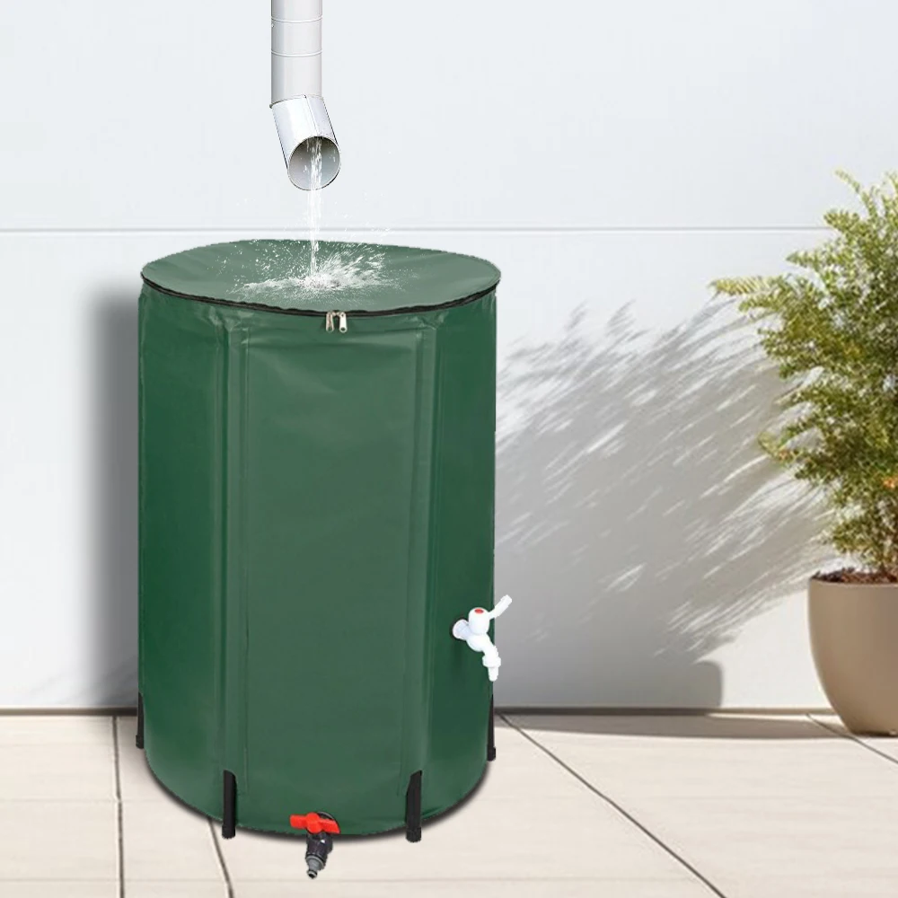 Wholesale pvc plastic home foldable rain barrel 250-500L water collection system rain water tank wit filter net
