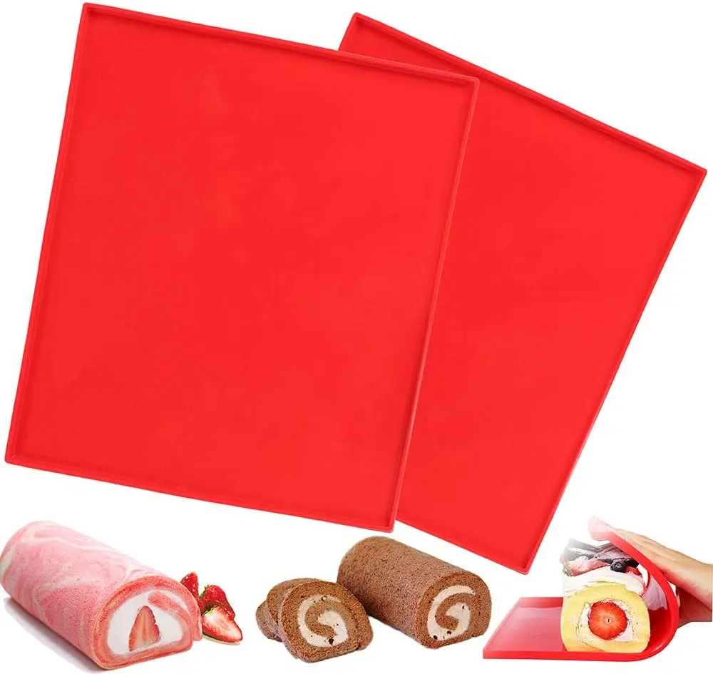 Nonstick Silicone Jelly Roll Pan Baking Tray Pastry Mat Pizza Cookies Mold Silicone Swiss Roll Cake Mat