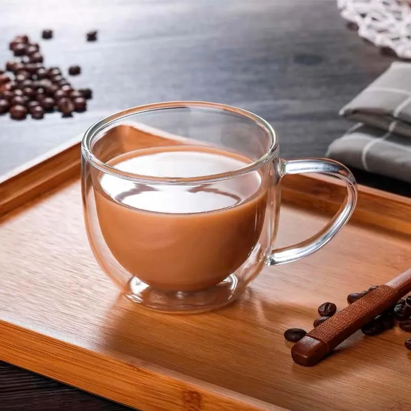 150ml Heat Resistant  Insulated Drinking Espresso Coffee Cup Mugs With Handle For Home Restaurant Office