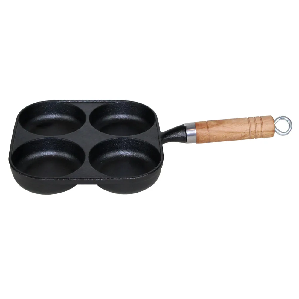 Factory of 4 hole cast iron egg steak frypan cake pan cooking pot for breakfast