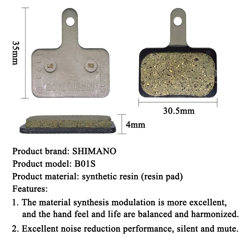 Shimano B01S Resin Pad Bicycle Disc Brake Pads for Shimano MT200 M355 M395 M396 M416 M445 M446 M447 M465 M475 M485 M495 M525