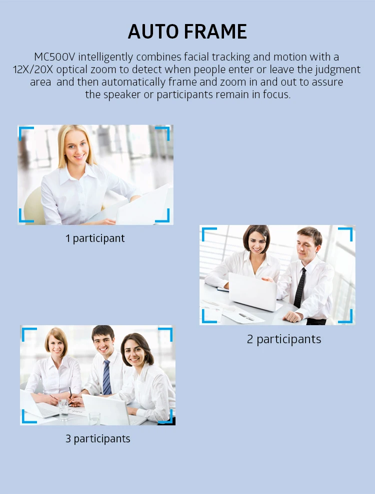 4K 60fps Voice Tracking USB Camera, 12X /20X AI Auto Tracking & Auto Framing PTZ Cameras for Meetings Presentations