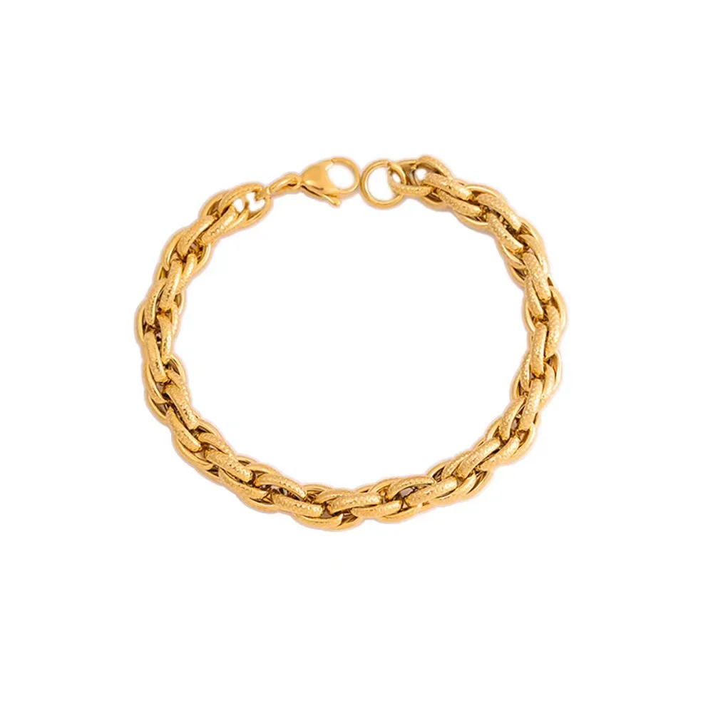 Мужской браслет из нержавеющей стали с гальваническим покрытием невыцветающий Классический Простой 18-каратного золота