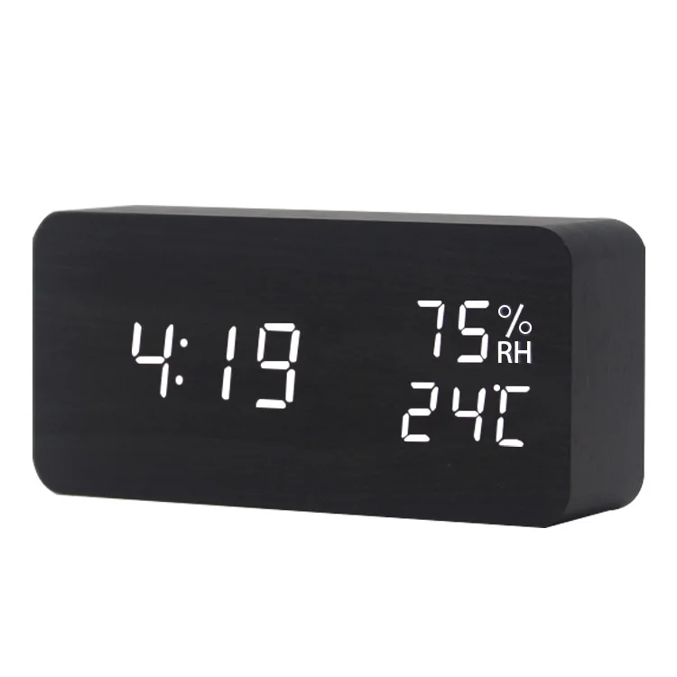 Wooden Alarm Clock Digital Table Clock with Temperature Humidity and Calendars China Manufacturer Desk Decorative