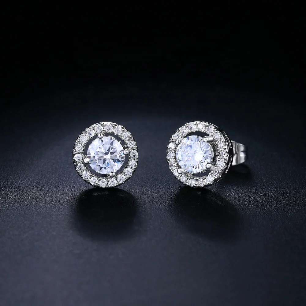  Joyeria бренд Aretes представляет дешевая оптовая продажа высокое качество круглые CZ кубический циркон бриллиант серьги гвоздики для женщин ювелирные изделия