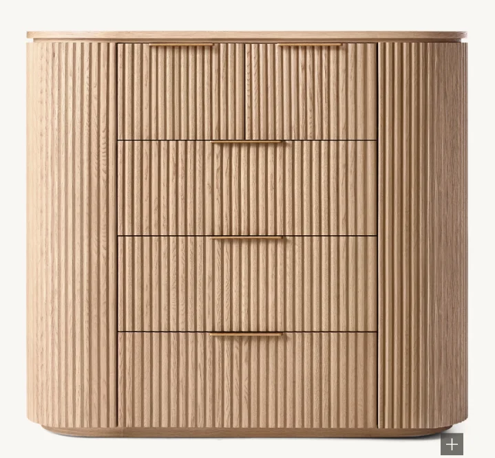 Luxury Antique Natural Solid Wood 5 drawers dresser