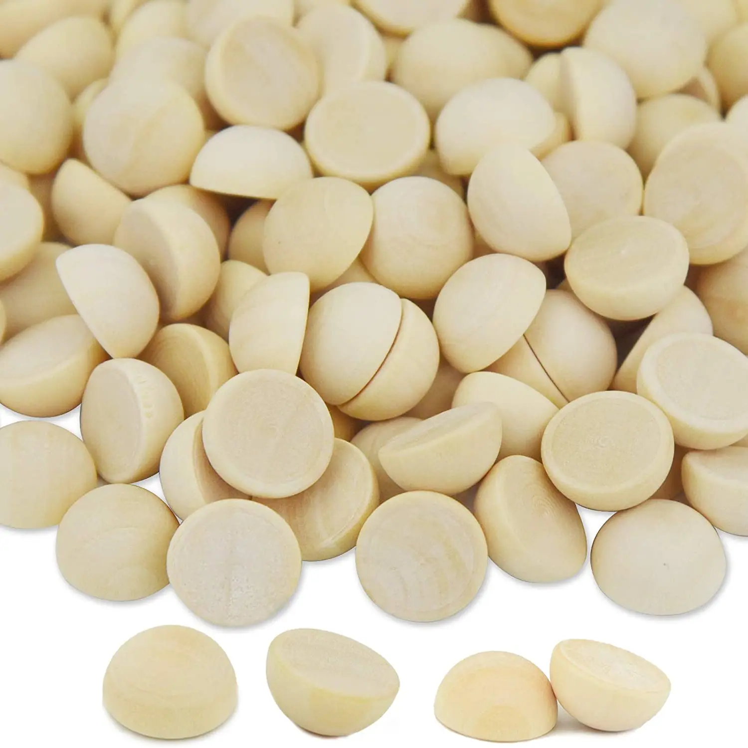 Tailai Unfinished Split Wooden Balls Half Cut Wood Paint DIY Craft Toy Home Decoration