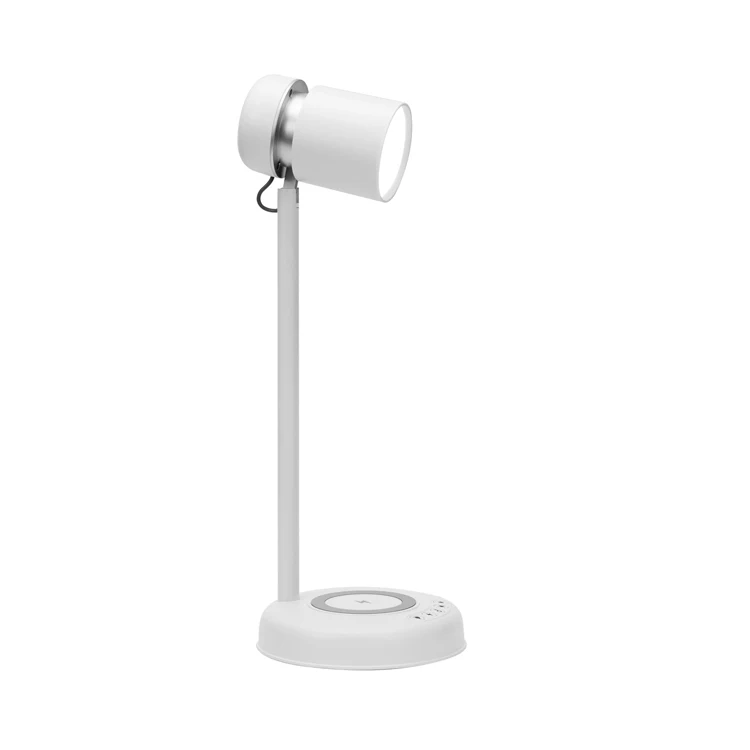 christmas gift brightness adjustable wireless charging bedside wood desk lamp led wireless charger speaker portable