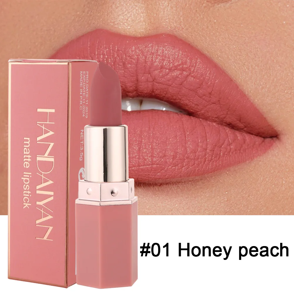 Wholesale Hot Selling Matte Lipstick Moisturizing Waterproof Long Lasting Lipstick 6 Colors Easy to Color Own Logo