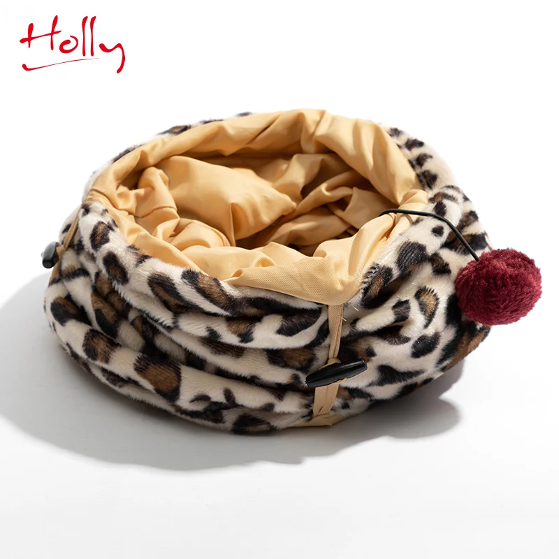 
2020 Foldable Cat Tunnel with Holes Cat Channel 3 color Selection Cat flannel channel toys 