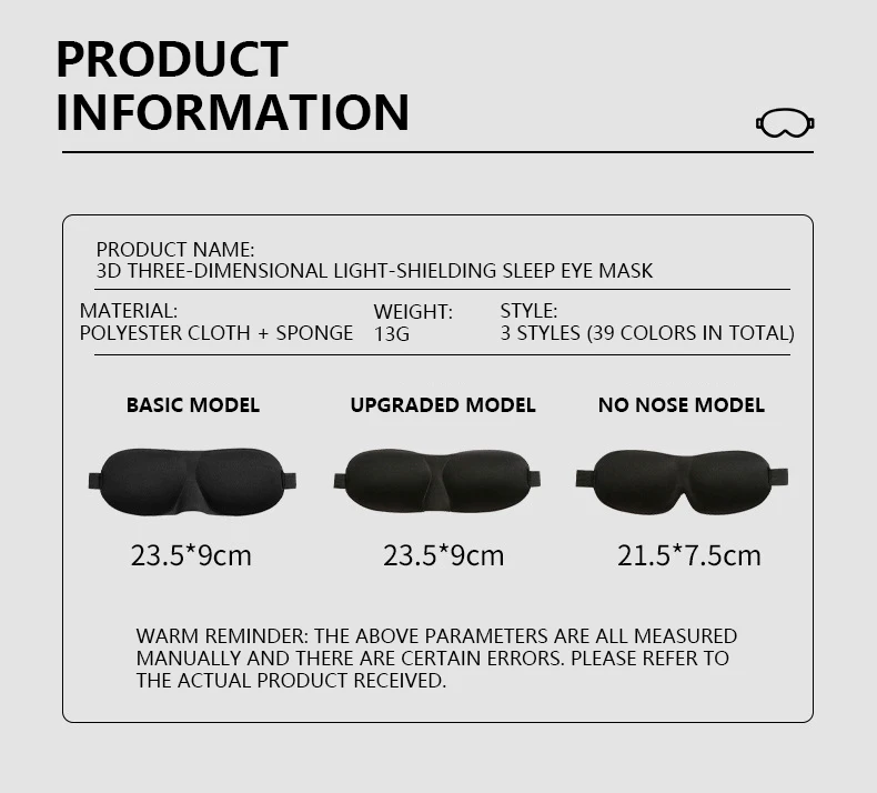 Sleep Eye Mask For 3D Contoured Cup Sleeping Mask & Blindfold Concave Molded Night Sleep Mask