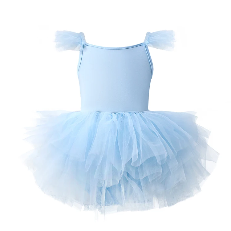 Kids girls  ballet tutu dress clothes suit blue dance festival party  daily  puff sling sleeveless summer custom tulle dress