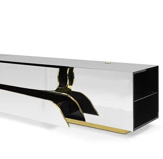 Portuguese designer light luxury rectangular post-modern living room high-grade stainless TV cabinet