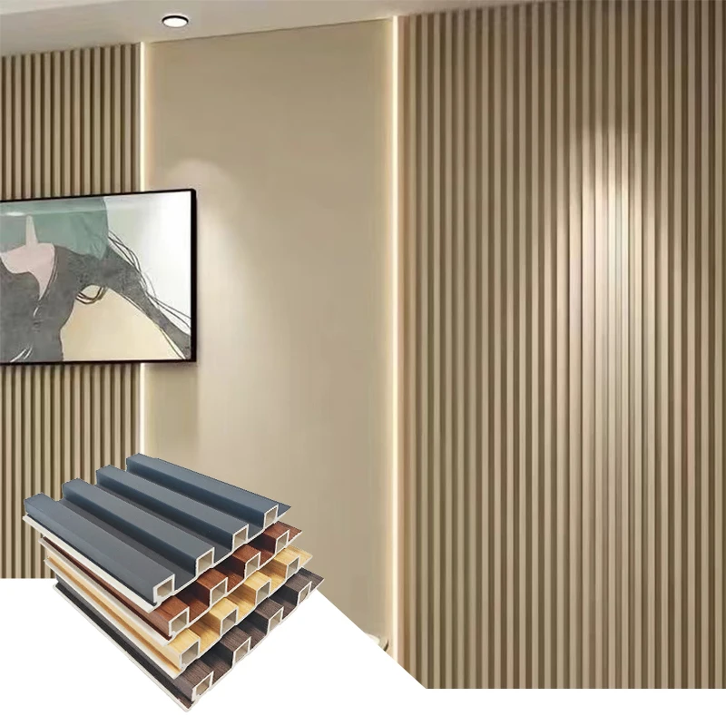 indoor decoration Wall interior pvc grating ceiling board  wood plastic composite bamboo charcoal wood veneer WPC wall panels