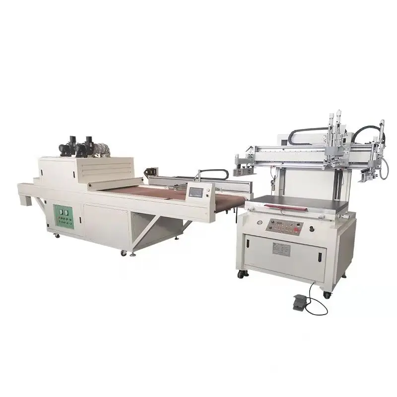 Paper UV Spot Flatbed Screen Printing Machine with UV  Curing Dryer Tunnel Machine