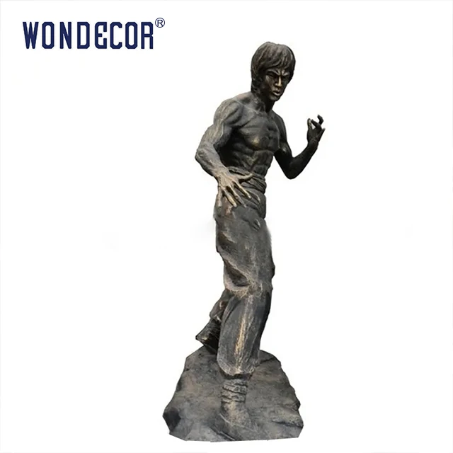 Bronze statue of famous Chinese kung fu actor Bruce Lee