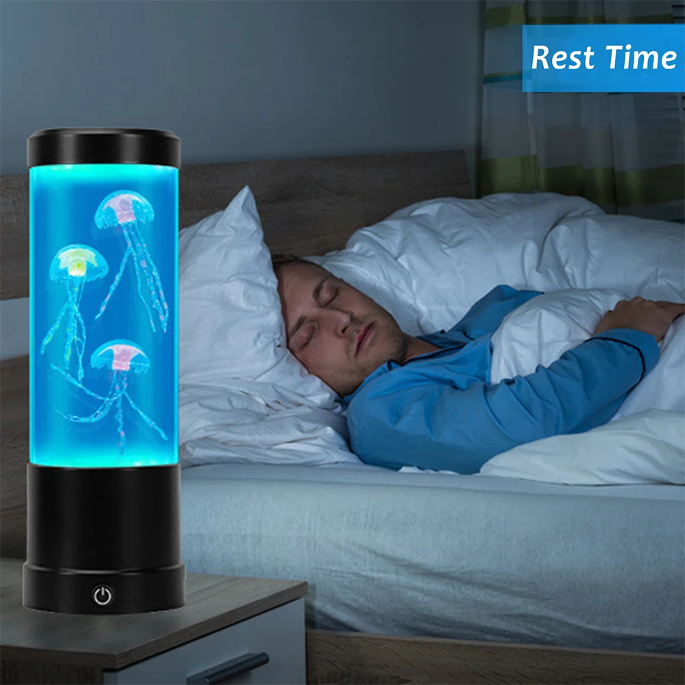 Led Color Changing Mini Aquarium Jellyfish Lamp Desk Decoration Fish
