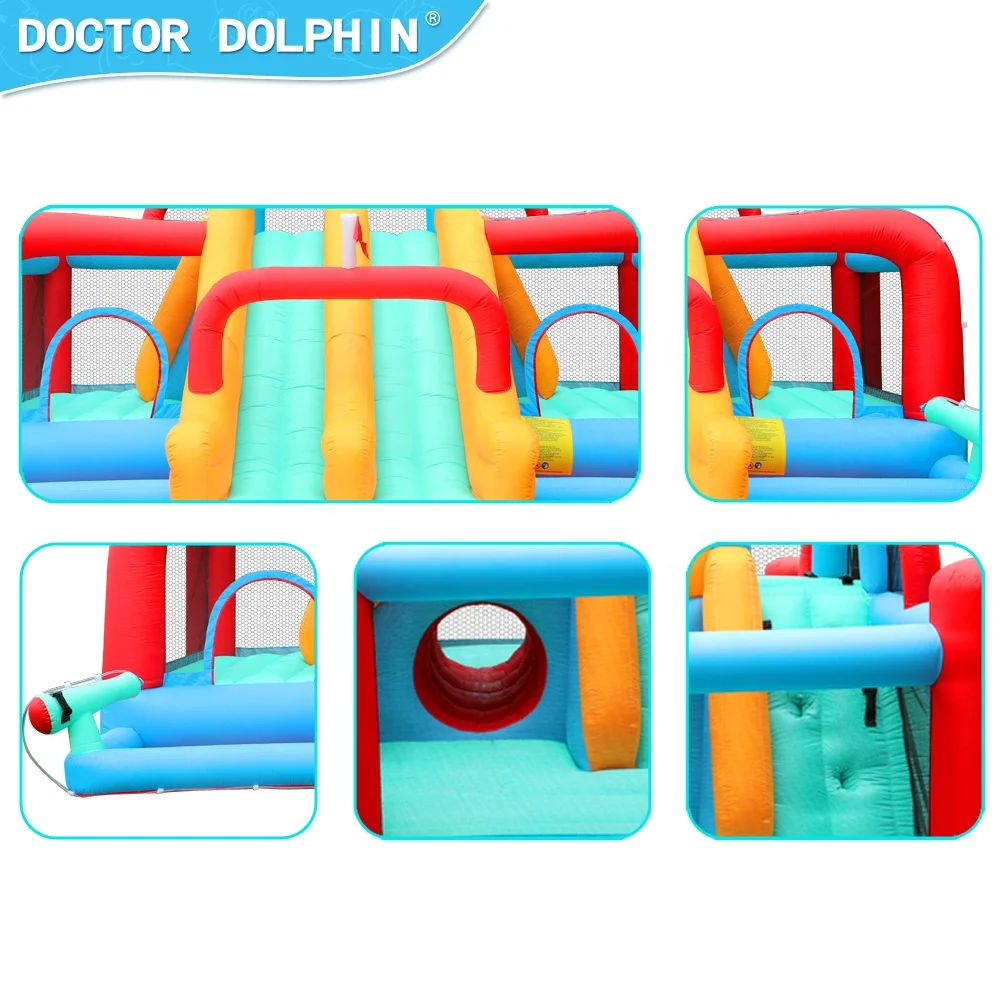 Doctor Dolphin Entertainment Children Inflatable Jumping Castle Bouncer Two Pool Water Gun And Double Slide In The Middle