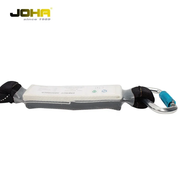 Double stretch fall protection shock absorbing lanyard with aluminium alloy big hook