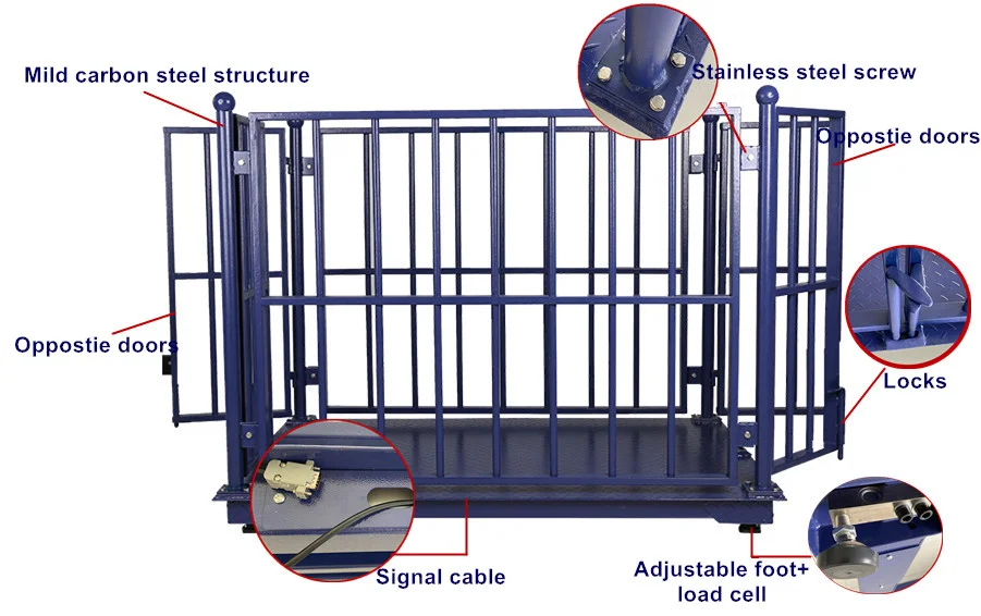 Premium quality digital animal pig cattle weight livestock weighing scale cage